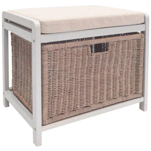 Image of Wicklow - Laundry Hamper / Storage Stool - White / Cream