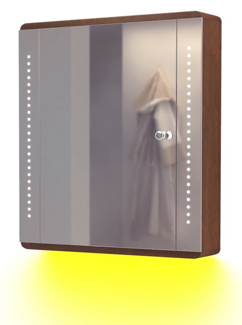 Image of Audio Oak Cabinet With Underlighting, Bluetooth, Demist, Sensor & Shaver K1dyaud