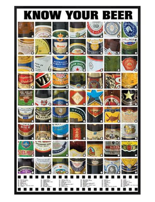 Image of Different Beer Brand Quiz Gloss Black Framed Know Your Beer Poster