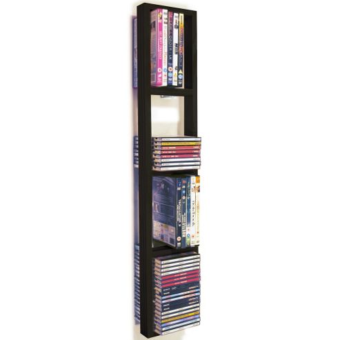 Image of Wall Mounted Cd / Dvd / Blu Ray Storage Shelf - Black/brown
