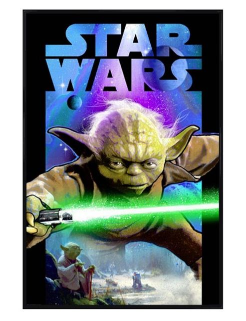 Image of Gloss Black Framed Star Wars Yoda Lightsabre Poster