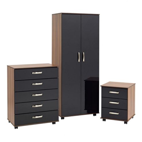 Image of Ideal Furniture Regal Bedroom Collection - American Walnut / Black Gloss