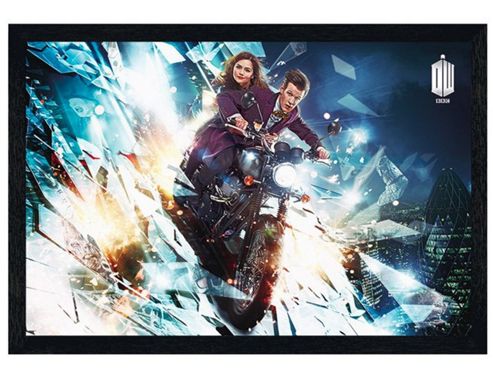 Image of Doctor Who Dr Who Black Wooden Framed The Doctor And Clara Dr Who Poster