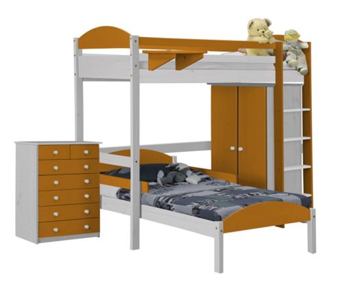 Image of Maximus L Shape High Sleeper Set 2 White With Orange Details