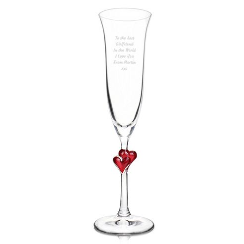 Image of Personalised Red Heart Flute With Presentation Box