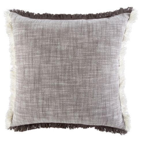 Image of Fringed Cushion, Brown