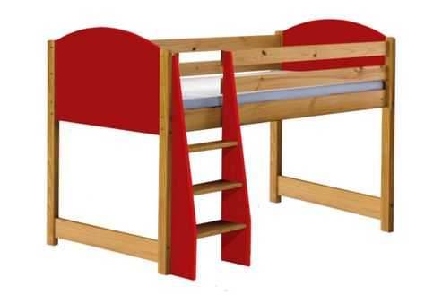 Image of Verona Mid Sleeper Bed Antique With Red Details