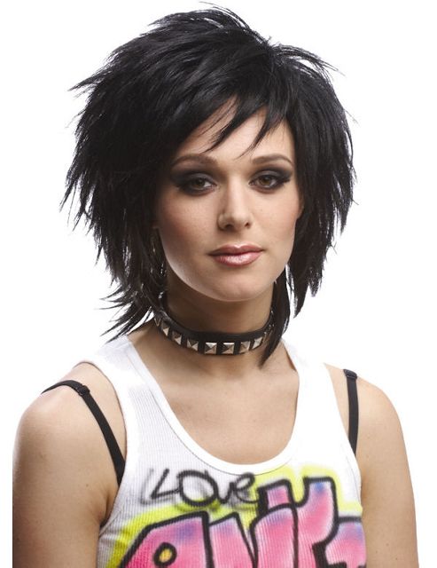 Image of Unisex Black 80s Wig