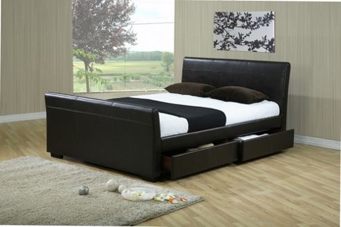 Image of Altruna Houston Bed Frame - Double (4' 6") - Brown