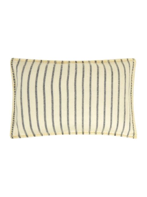 Image of Linea Blue Stripe Cushion With Yellow Border Stitch