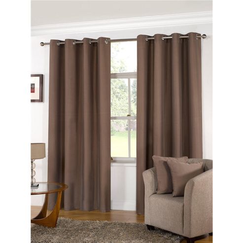 Image of Kliving Manhattan Plain Panama Unlined Eyelet Curtain 90 X 90 Mocha