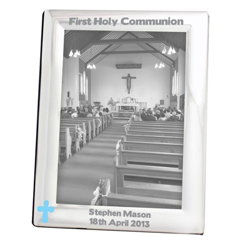 Image of Personalised Blue Cross Silver 5x7 Photo Frame
