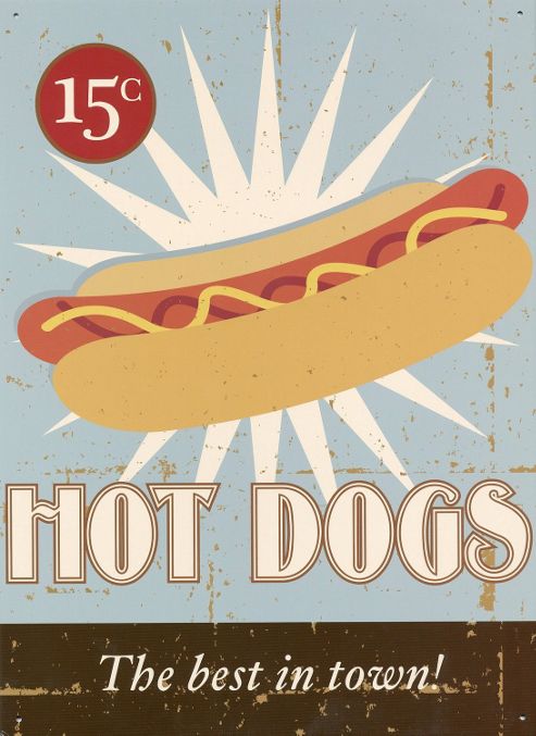 Image of Hot Dogs The Best In Town! Tin Sign