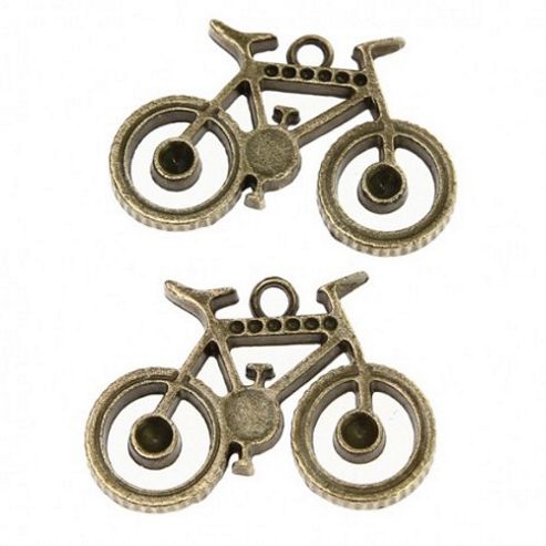 Image of Peddle Bike Charm Steampunk Style - Brass - 2 Pack