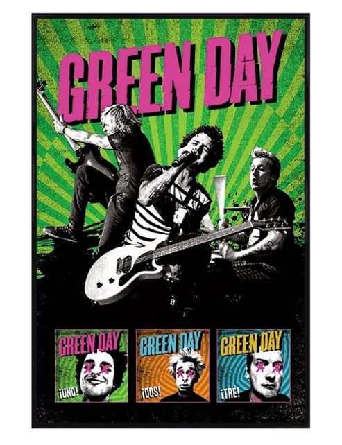 Image of Green Day Gloss Black Framed Billie, Mike & Tre Poster