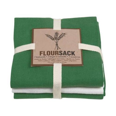 Image of Now Designs Floursack Teatowels, Verde Green, Set Of 3