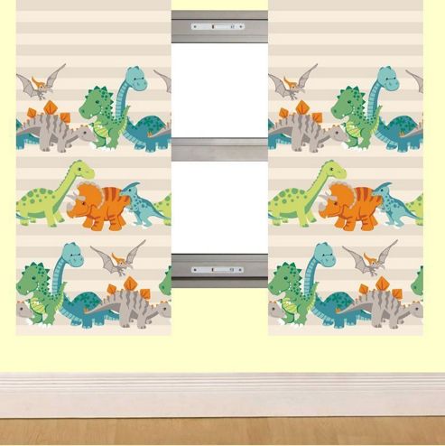 Image of Dinosaur Curtains 72s - Natural Stripe