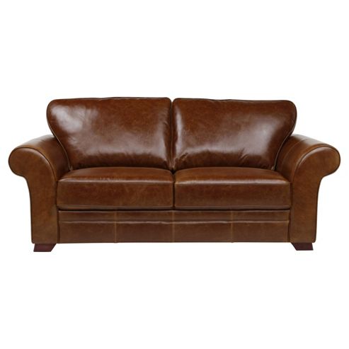 Image of Aldeborough Large 3 Seater Leather Sofa, Caramel