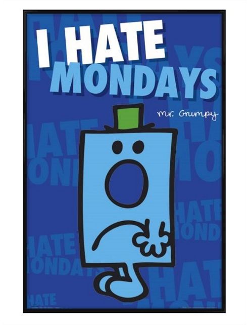 Image of Mr Men And Little Miss Mr Grumpy Gloss Black Framed I Hate Mondays Poster