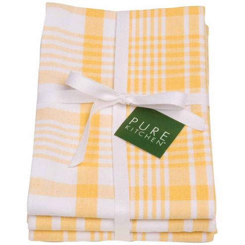 Image of Now Designs Colour Centre Jumbo Tea Towels, Lemon Yellow, Pack Of 3