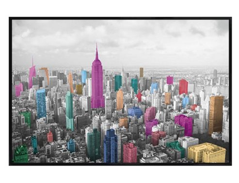 Image of New York City Gloss Black Framed Contemporary Colours In Manhattan Poster