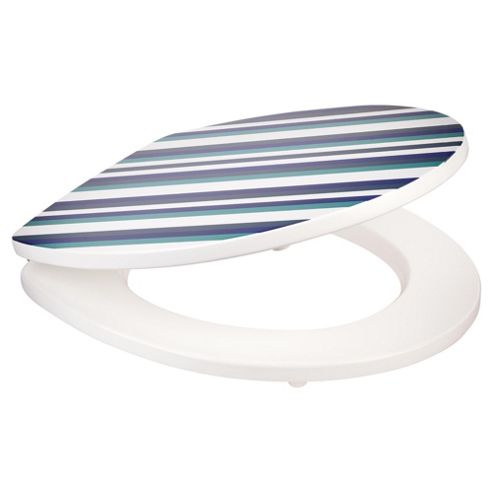 Image of Tesco Blue Stripe Toilet Seat