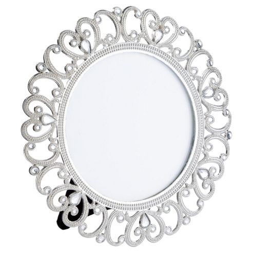 Image of Tesco Metal Diamante Round Photo Frame 3.5 X 3.5"