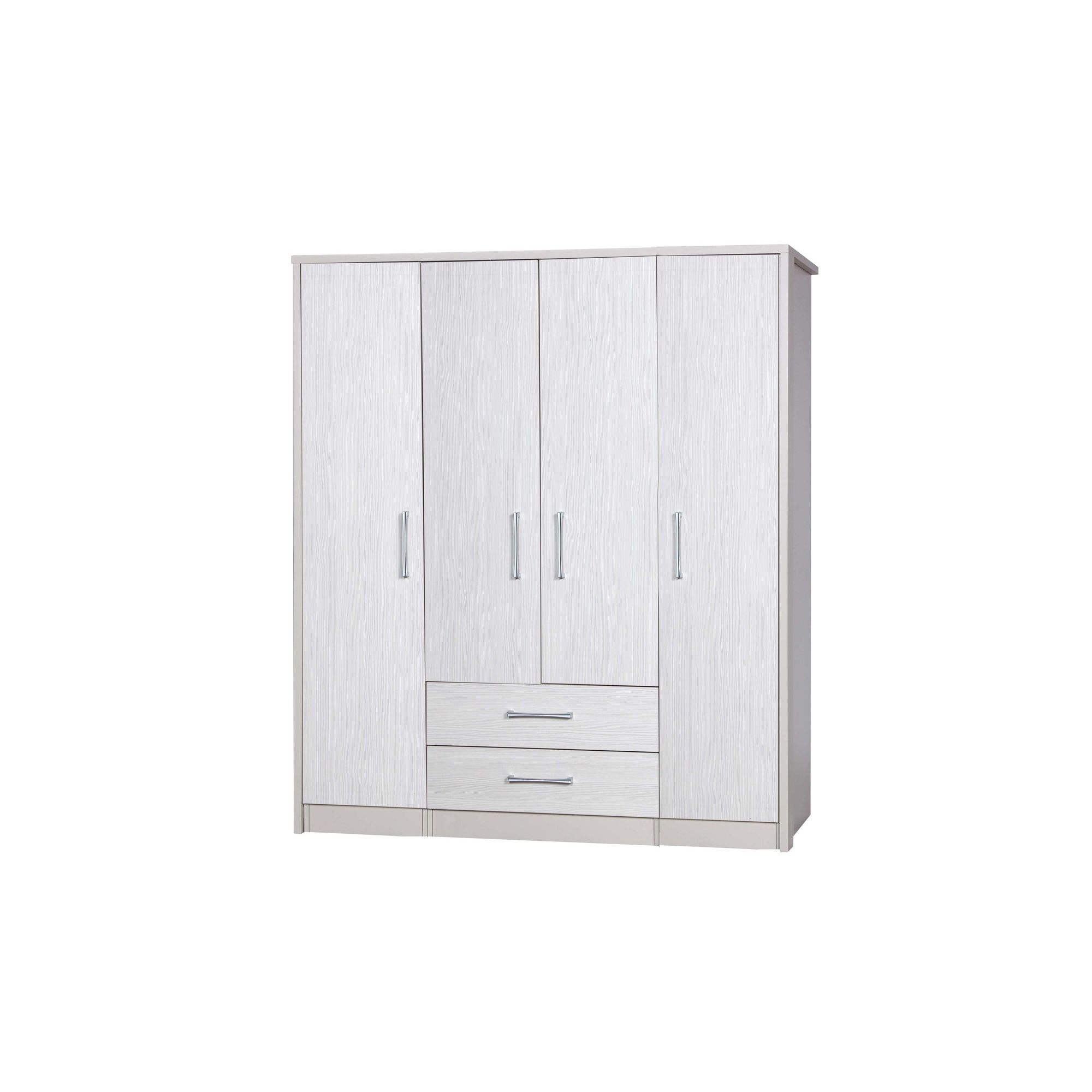 Alto Furniture Avola 4 Door Combi and Singles Wardrobe - Cream Carcass With White Avola at Tescos Direct