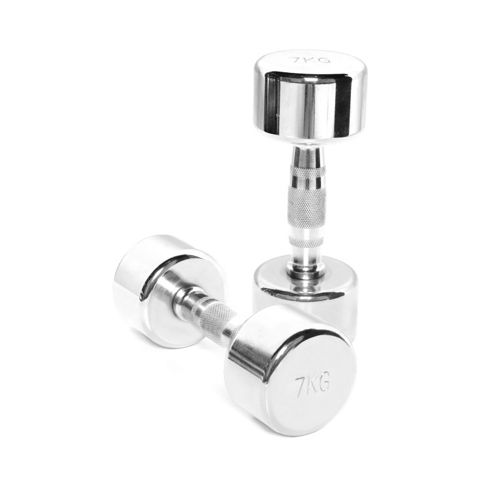 Image of Body Power Ergo Chrome Dumbbells - 7kg (x2)