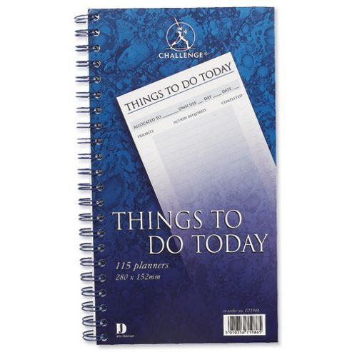 Image of Challenge Planning Book Things To Do Today Wirebound Perforated 115pp 280x152mm Ref 100080050