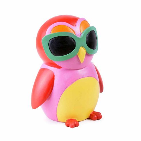 Image of Colourful Red Bird In Sunglasses Resin Money Box Savings Bank