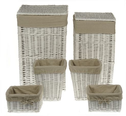 Image of Wicker Valley Tobs Willow Storage Bin In White (set Of 6)