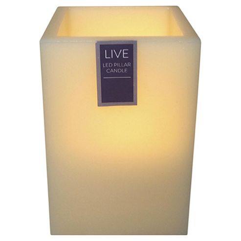 Image of Tesco Square Led Pillar Candle, Medium
