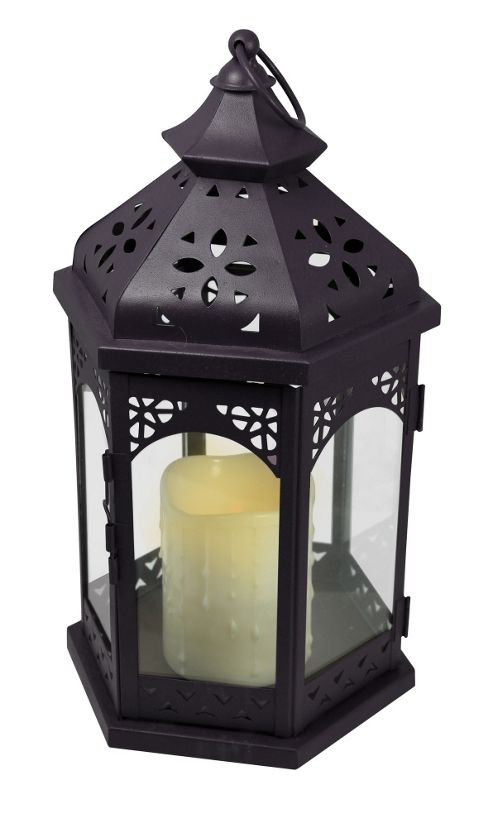 Image of Pharmore Ltd Flameless Metal Lantern - White - 34 Cm H X 19 Cm W X 15 Cm D