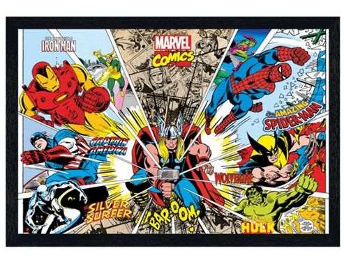 Image of Black Wooden Framed Marvel Comics Character Kaleidescope Poster
