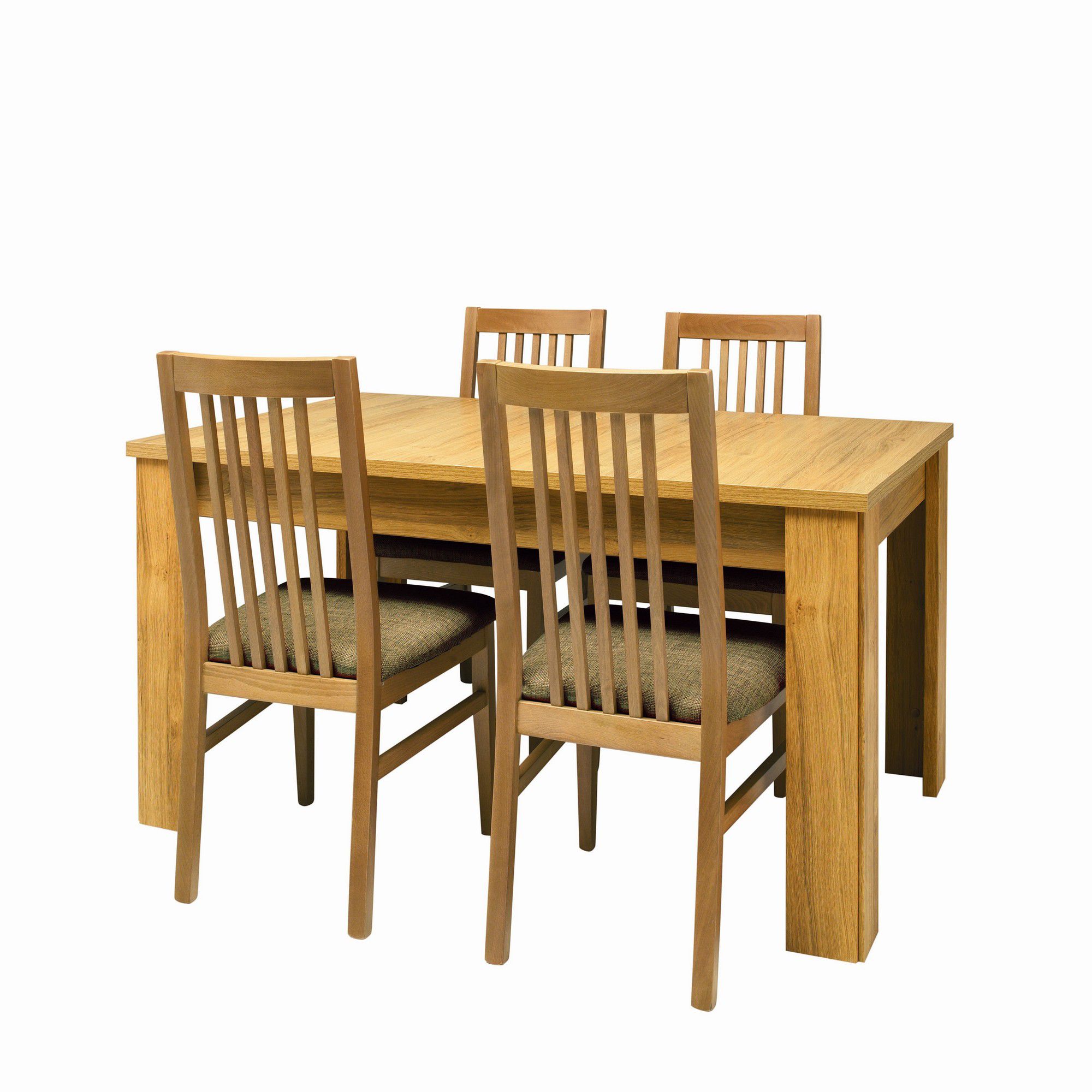 Caxton Strand Extending Dining Set with 4 Slatted Back Dining Chairs in Oak - Mushroom at Tesco Direct