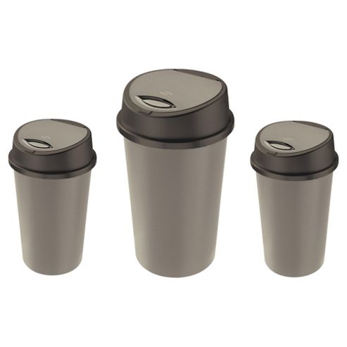 Image of Tesco 2 Recycle Touch Bin Set - Platinum