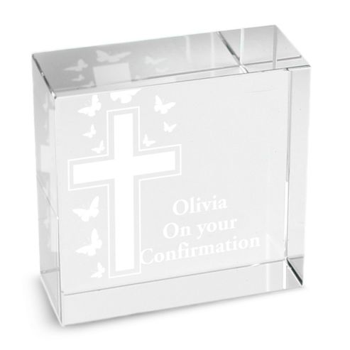 Image of Personalised Cross & Butterfly Christening Token