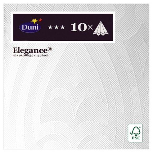 Image of Duni Elegance Napkins, 40cm, 10 Pack, White