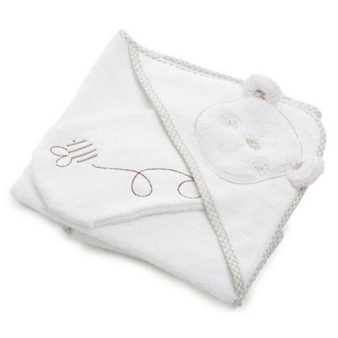 Image of Obaby B Is For Bear Bath Robe & Mitten - White