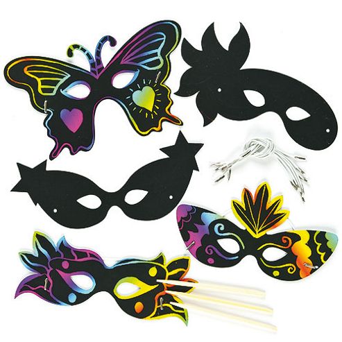 Image of Carnival Scratch Art Craft Masks (pack Of 10)