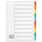 5 Star Index 230 micron Card with Coloured Mylar Tabs 10-Part A4 White