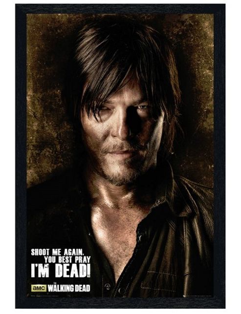 Image of Black Wooden Framed The Walking Dead Shoot Me Again! Poster