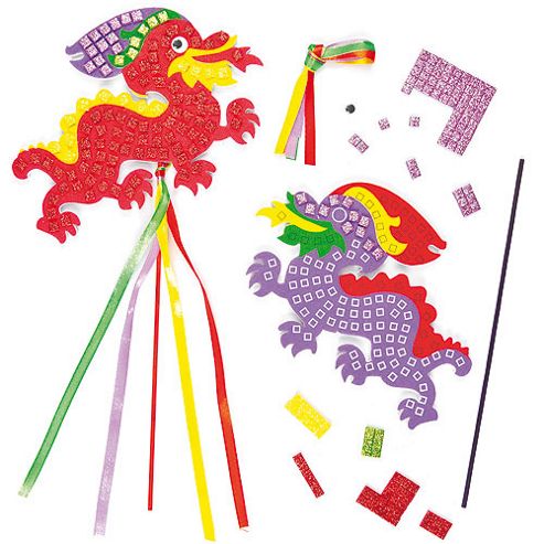 Image of Dragon Foam Mosaic Wand Kits For Children (pack Of 4)