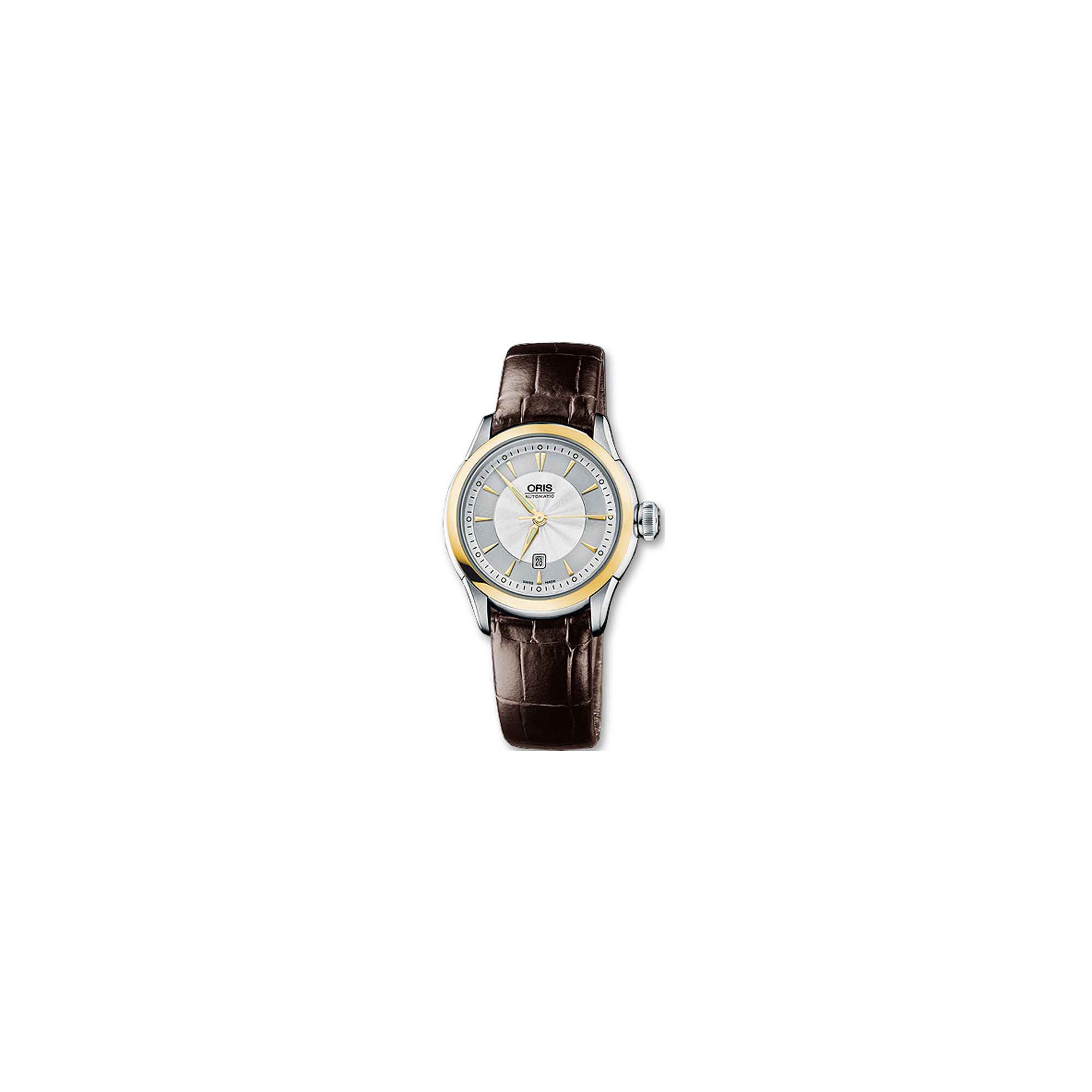 Oris Ladies Brown Artelier Leather Strap Watch 56176044351LS at Tesco Direct