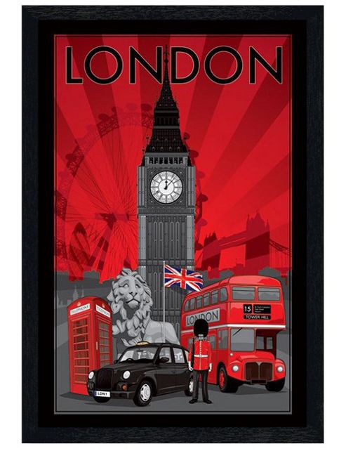 Image of London Black Wooden Framed Decoscape Poster