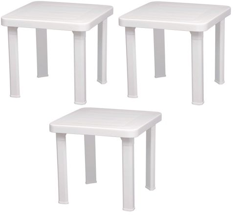 Image of Resol Sun Lounger Side Table / Garden Table Polypropylene Plastic (pack Of 3)