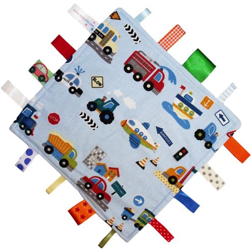 Image of Dotty Fish Baby Tag Blanket - Vehicle