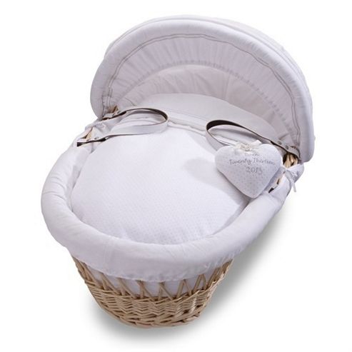 Image of Izziwotnot Premium Gift Natural Wicker Moses Basket (white)