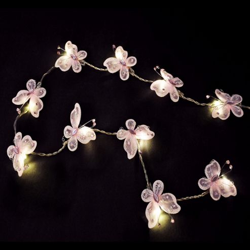 Image of Pack Of Two Battery Operated Butterfly Led String Lights In Pink